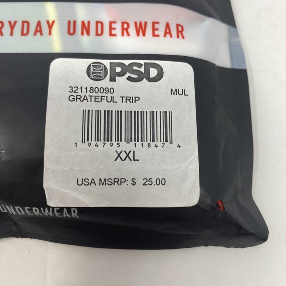 PSD Grateful Trip Skull Roses Tie Dye Mesh Mens Boxer Brief XXL Red Blue Yellow - Picture 7 of 9